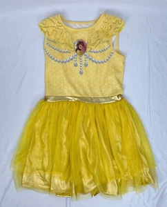Disney Girl Lg 10/12 Yellow Beauty Beast Princess Belle Dress Tulle Sleeveless - Picture 1 of 9
