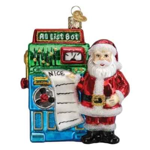 Alte Welt Weihnachten SANTA'S AI LIST BOT (40340) Glas Ornament mit OWC Box - Bild 1 von 4