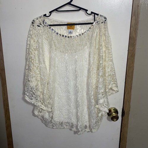 OFF WHITE Rubino Rd. Camicia donna XLarge Off White maglione pizzo blusa leggera top