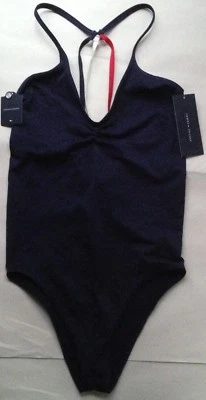NWT TOMMY HILFIGER SEAMLESS STRAPPY BACK PEACOAT NAVY BODYSUIT R98T002 LARGE $36 - Image 1 of 2