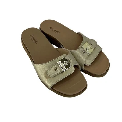 Sandalias cómodas Dr. Scholl's Island Icon para mujer doradas deslizables talla 8,5 informales NUEVAS Foto 1 de 4