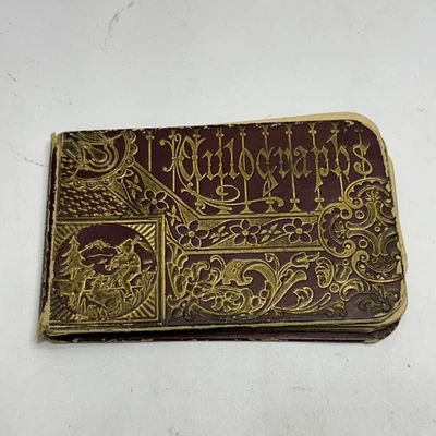 1890s Decorative Pocket Journal Small Notebook - “Autographs” - Written In - Image 1 of 4