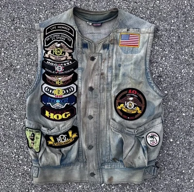 复古 90 年代男式牛仔背心尺寸 X-大号补丁 — 第 1/4 张图片