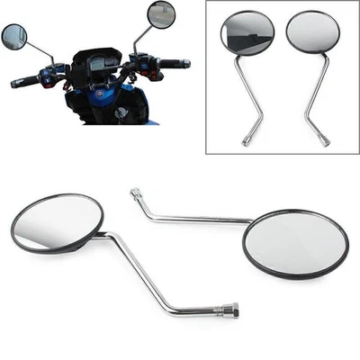 For Yamaha 2x Motorcycle Rear View Rearview Side Round Mirrors Universal 10mm - Image 1 of 4