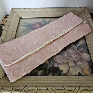 Borsa a marsupio vintage anni 40 rosa pallido raso floreale metà secolo - Foto 1 di 11