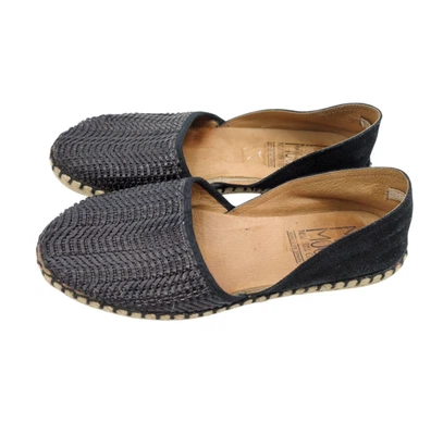 Miz Mooz Celestine Black Woven Leather Espadrilles Flats Sz 40 Boho Made Spain - Image 1 of 4
