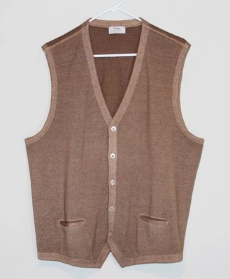 Gran Sasso NWOT Vintage Button Front Sweater Vest Cardigan Size 56 XXL Brown Tan - Image 1 of 4