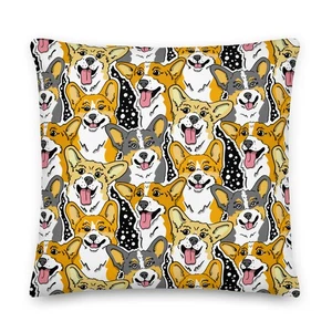 Corgi Dog Pillow 22x22” Decorative Throw Pillow – Pembroke & Cardigan Art Gift - Picture 1 of 15