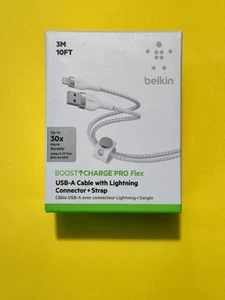 Belkin BoostCharge Pro Flex USB-C Cable W/USB-C Connector Cable + Strap 10FT NEW - Picture 1 of 2