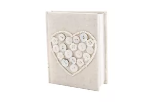 SMALL BUTTON HEART FABRIC NOTEBOOK BRAND NEW GREAT GIFT - Picture 1 of 2