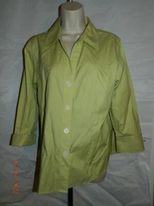 Talbots 14 Button Down Shirt Top Spring Green Career 3/4 sl. wrinkle resistant - Picture 1 of 5