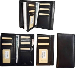 Lote de 3 Nuevas Cartera Chequera Cuero Negro 14 Tarjeta de Crédito Cambio Monedero ID NUEVO CON ETIQUETAS - Imagen 1 de 12
