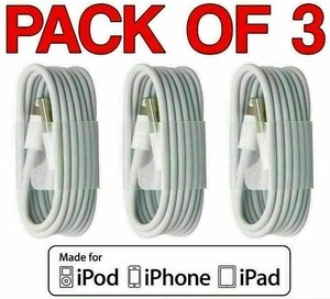 3 X USB iPhone Charger Fast For Apple Cable Lead 5 6 7 8 X XS XR 11 12 Pro Max - Picture 1 of 4