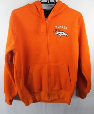 Denver Broncos Full Zip Thermal Hoodie w/Fleece Lining Mens Sz XL Orange - Image 1 of 4