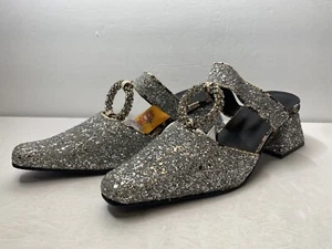 Women’s Slip On Glitter Silver Heels • Size 38 - Picture 1 of 2