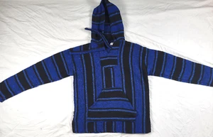 Molina Baja Hoodie Mexican Men's Medium 38 Blue Poncho Pockets Hipster Bohemian - Picture 1 of 12