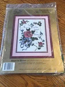 CANDAMAR SOMETHING SPECIAL HEART IN BLOOM - COUNTED CROSS STITCH KIT #50565 - Picture 1 of 2