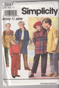 7997 SIMPLICITY Easy - COAT JACKET & PANTS - UNISEX Kids Sz 7/8/10 - Picture 1 of 2
