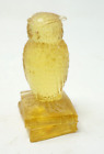 Vintage Degenhart Glass Clear Honey Yellow Amber Wise Ole Owl On Books