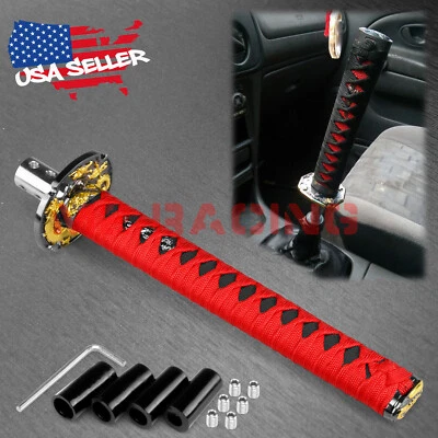 Espada Samurai Roja Negra Perilla de Cambio Aleación Katana Adaptadores Universal 26cm Foto 1 de 4