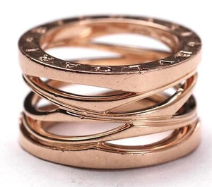 BVLGARI B.zero1 Legend 4 Band 750 18k Rose Gold Ring Size 53 US Size 6.5 - Picture 1 of 15