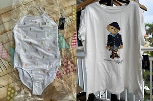 Polo Ralph Lauren Girl's 7, 8-10 SWIMSUIT,BEAR SHIRT NWT ALL OVER Polo Pony - Picture 1 of 8