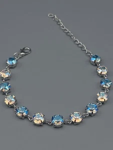 Tennis Armband 8 mm Weißgold Vergoldet mit Swarovski Kristallen Geschenk Neu - Bild 1 von 4
