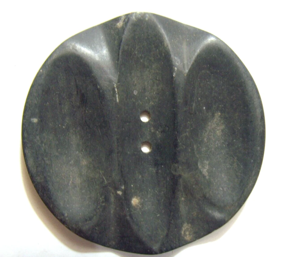 antique huge 2 inch early black plastic collector button 52359 - Image 1 of 4