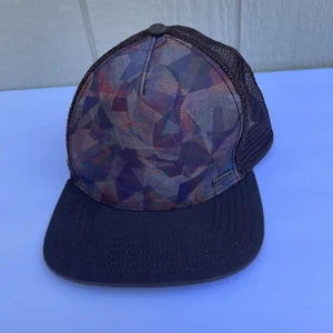 prAna Vista Trucker Hat Mens Cumin Hex Geometric Mesh Back Adjustable Snapback - Picture 1 of 12