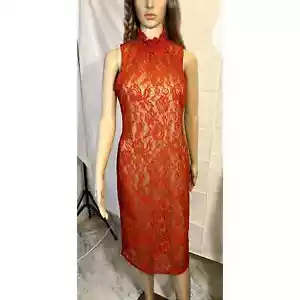 NWT Midi Orange Laced lined Dress from New York Inc, in Women size small - Bild 1 von 6