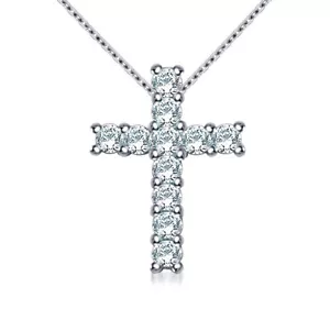 3.21 Ct Vvs1 Ice White Round Moissanite Diamond 925 Silver Jesus Cross Pendant - Picture 1 of 3