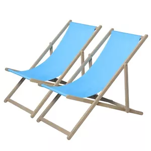 Beach Sling Patio Chair Set of 2,Wooden Folding Outdoor Chairs for Outside 3 Lev - Picture 1 of 8