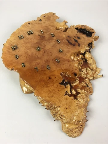 VTG burl wood slab burled maple wall clock - clear poly finish Cover