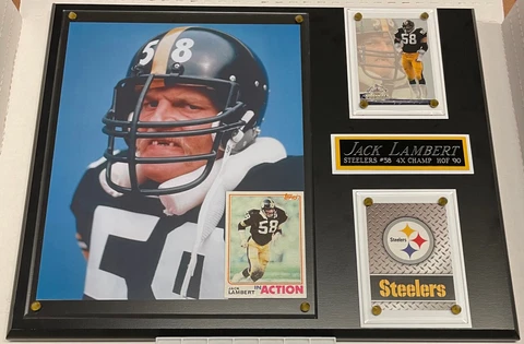 JACK LAMBERT PITTSBURGH STEELERS FRAMED 8X10 PHOTO-MAN CAVE-12X15 WALL PLAQUE Cover
