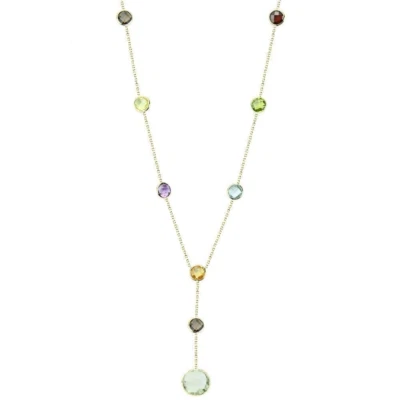 Collar de piedras preciosas redondas de corte elegante de oro amarillo de 14K de 16 pulgadas Foto 1 de 2