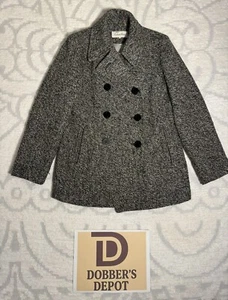 Calvin Klein Women Gray Textured Tweed Double Breasted Blazer Size 6P Petite - Picture 1 of 10