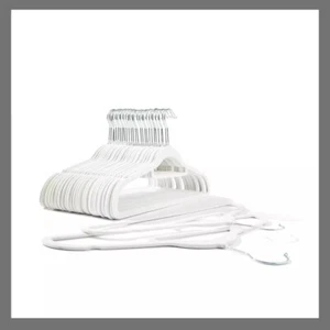 30 Pack White Velvet Flocked Hangers - Non-Slip Clothes/Coat Hangers - Picture 1 of 4