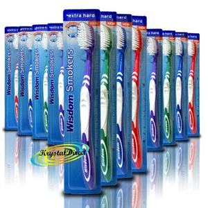 12x Wisdom Addis Smokers Toothbrush Extra Hard Bristle Tooth Brush - Picture 1 of 2