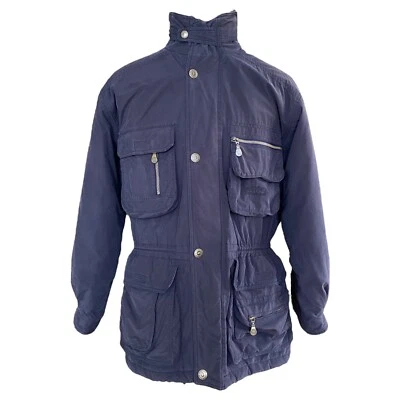Camel Collection Field Jacket Navy Blue Padded Hood Cotton Men's UK 42 - Image 1 of 4