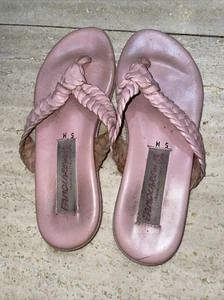 Vintage Famolare Pink Thong Sandal Leather Uppers Rubber Sole 5 M - Picture 1 of 6