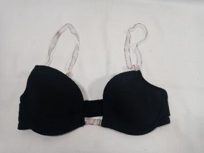 Sujetador de moda Forms para mujer negro liso ajustable correas transparentes talla 32 B Foto 1 de 4