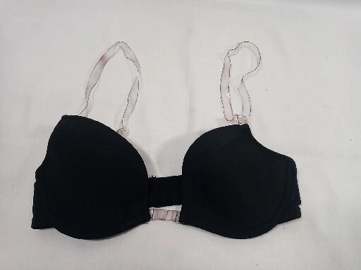 Sujetador de moda Forms para mujer negro liso ajustable correas transparentes talla 32 B Foto 1 de 4