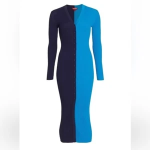 Staud Women’s Shoko Color Block Ribbed Sweater Dress - Size M - Picture 1 of 12