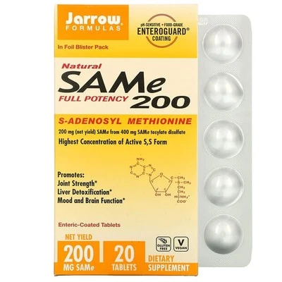 JARROW FORMULAS SAMe 200 S-Adenosyl-L-Methionine 20 Tablets - Image 1 of 3