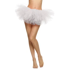 Klassisches Damen-Tüllkleid Lagenlook Tutu Rock Ballett Tanzkleid (weiß) - Bild 1 von 8