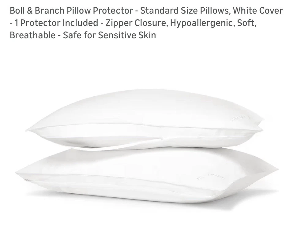 Boll & Branch органический хлопок сатин подушка протектор - стандартный размер подушка, белый - Изображение 1 из 4