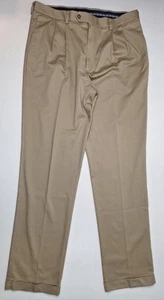 Pantaloni Roundtree & Yorke Travel Smart Khaki Tan 38x36 pieghettati classici nuovi con etichette - Foto 1 di 8