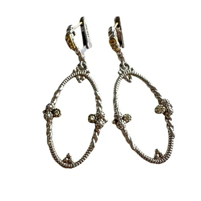 Овальные серьги с бриллиантами Judith Ripka 18 карат и 925 пробы - Изображение 1 из 4