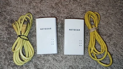 NETGEAR PL1000 Powerline 1000 v1 & V2 Wi-Fi Network Extender 2 Pack. W/ 2 Cables - Image 1 of 4