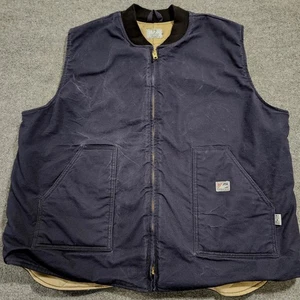 Tyndale Mens Canvas Vest FR Flame Resistant Quilted Lining Size 3XL Blue Zip Up - Picture 1 of 11